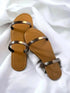 Womens Two Strand Gun Metal Flats